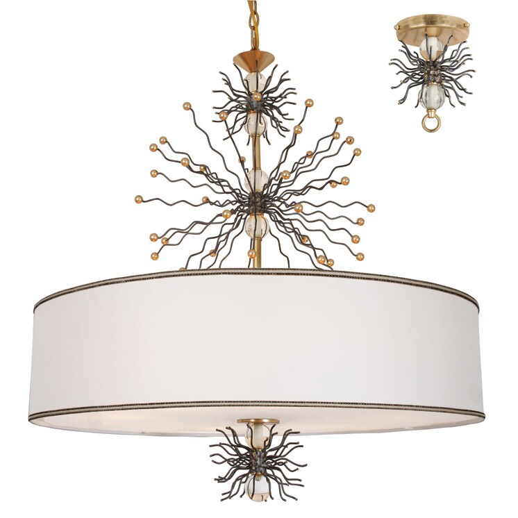 Van Teal Quasar Goldtone Metal/ White Linen Shade 8-light Chandelier (Van Teal Quasar Chandelier) - Chandeliers For Bedrooms by Overstock.com