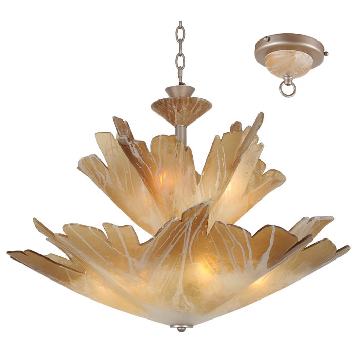 Van Teal Always Together Silver Finish Metal/ Amber Acyrlic Bowl Shade 9-light Chandelier (Van Teal Always Together Chandelier) - Chandeliers For Bedrooms by Overstock.com