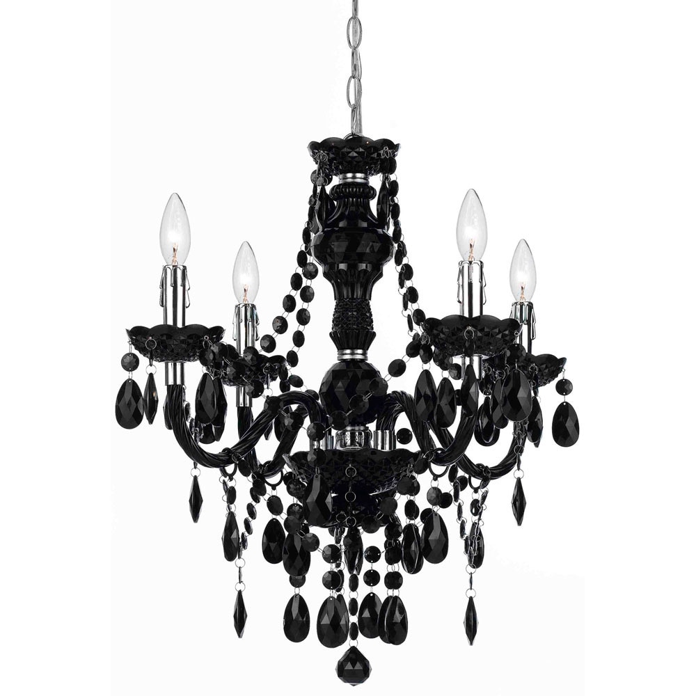 AF Lighting Naples Opaque Black Metal with Acrylic Beads 4-light Mini Chandelier (Black) - Chandeliers For Bedrooms by Overstock.com