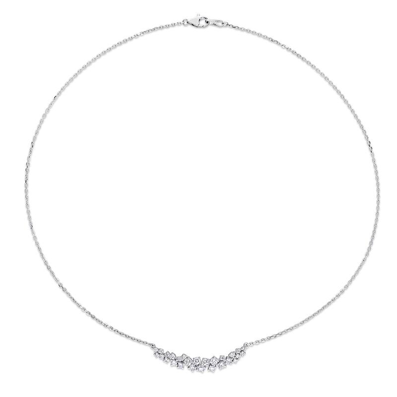 Miadora Signature Collection 14k White Gold 1-1/10ct TDW Diamond Clustered Journey Necklace