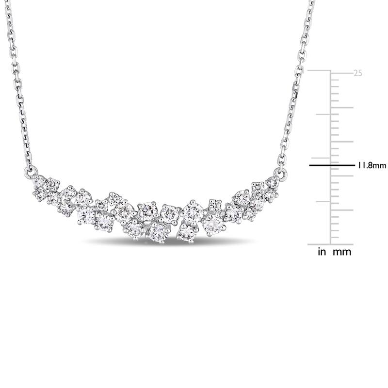 Miadora Signature Collection 14k White Gold 1-1/10ct TDW Diamond Clustered Journey Necklace