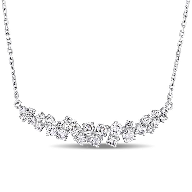 Miadora Signature Collection 14k White Gold 1-1/10ct TDW Diamond Clustered Journey Necklace
