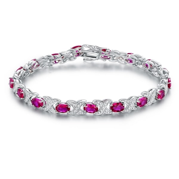 Shop White Gold Plated Spinel Tennis Bracelet - On Sale - Free Shipping On Orders Over $45 ...