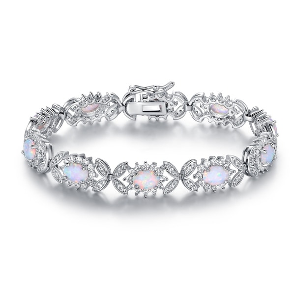 White Gold Plated Fire Opal Bracelet Free Shipping On Orders White Gold Plated Fire Opal Bracelet
