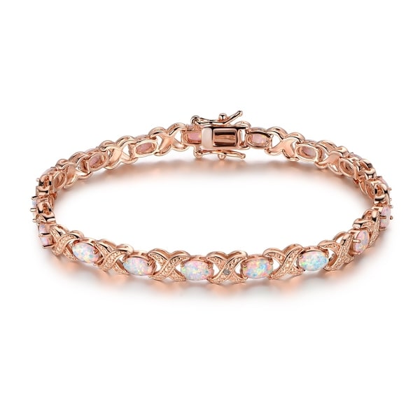 Shop Rose Gold Plated Fire Opal Tennis Bracelet - On Sale - Free Shipping On Orders Over $45 ...