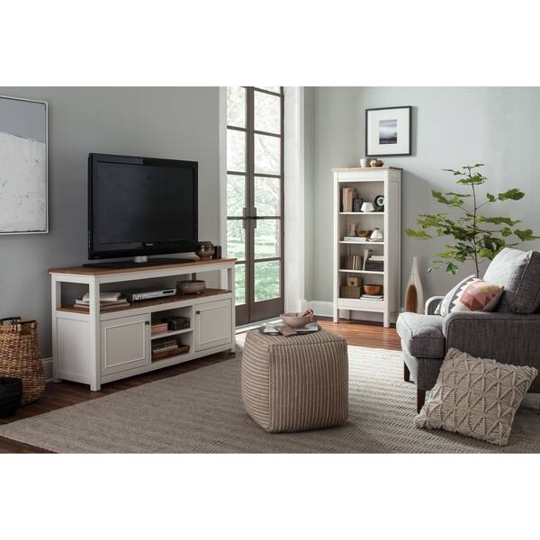 Shop Savannah Tv Cabinet Ivory With Natural Wood Top Free