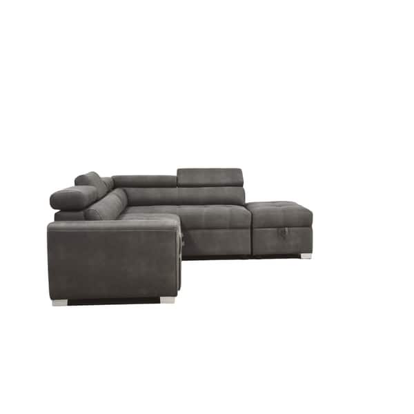 Acme Thelma Sectional Sofa With Sleeper And Ottoman In Acme Thelma Sectional Sofa With Sleeper And Ottoman In