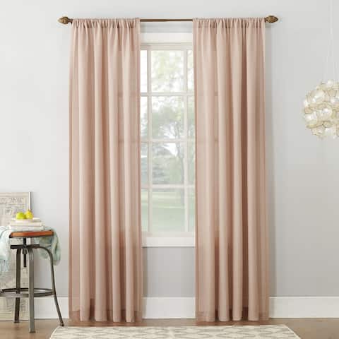 No. 918 Amalfi Linen Blend Textured Sheer Rod Pocket Single Curtain Panel, Single Panel