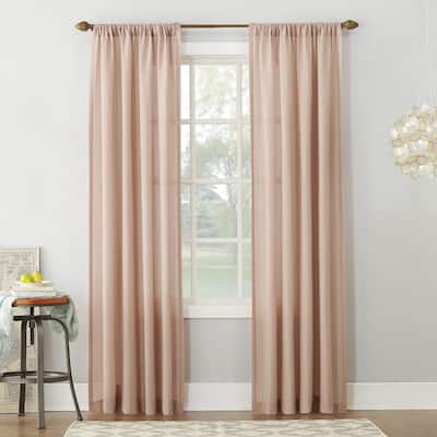 No. 918 Amalfi Linen Blend Textured Sheer Rod Pocket Single Curtain Panel, Single Panel