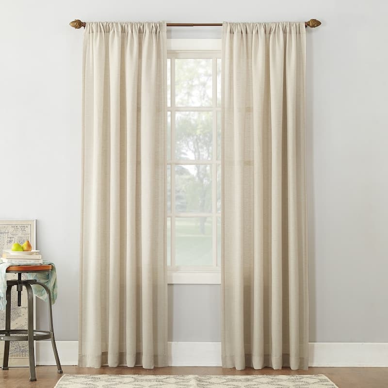 No. 918 Amalfi Linen Blend Semi-Sheer Rod Pocket 1-Piece Curtain Panel, Single Panel - 54X95 - Ivory