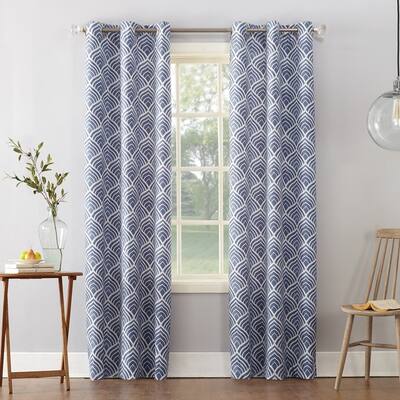 Buy Blue 95 Inches Geometric Curtains Drapes Online At