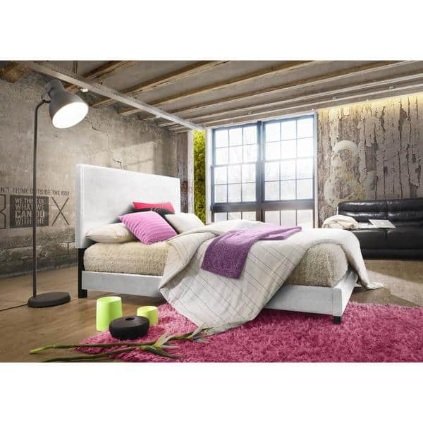 Mia White Upholstered Panel Bed - Bed Bath & Beyond - 18518254