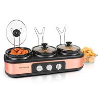 Nostalgia TSC15 3-Station 1.5 Quart Stainless Steel Slow Cooker Buffet Server