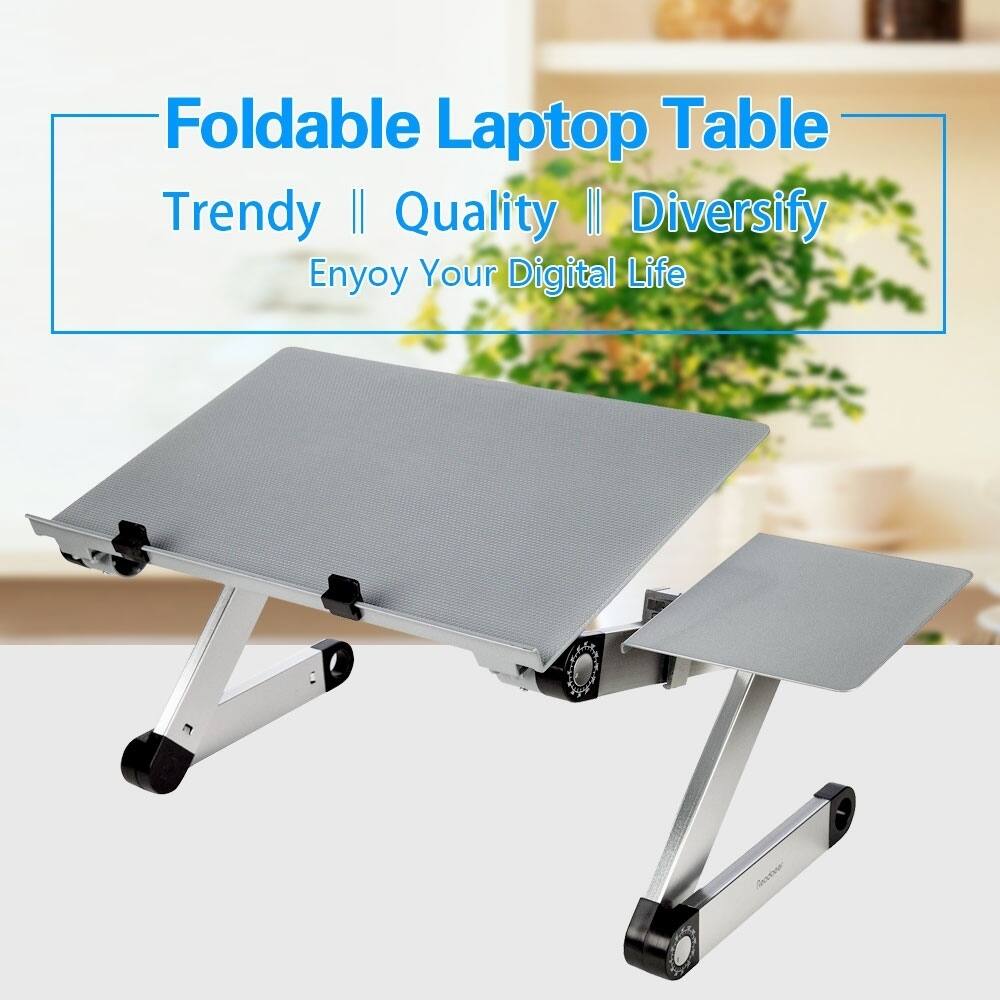 Foldable Adjustable Ergonomic Laptop Table Bed Tray with Mouse Pad