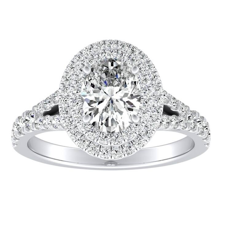 Oval Shape Halo Diamond Engagement Ring 1 1/4ctw 14k Gold by Auriya