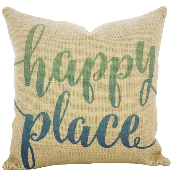 Happy Place Ombre Burlap 18 inch Throw Pillow