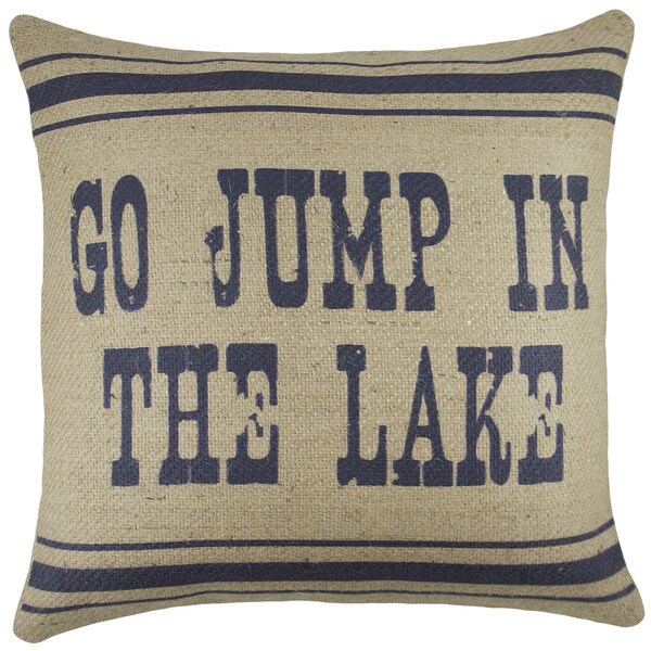 Go Jump In The Lake Burlap 18 Inch Throw Pillow On Go Jump In The Lake Burlap 18 Inch Throw Pillow