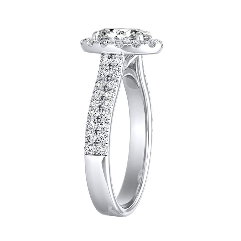 Oval Shape Halo Diamond Engagement Ring 1 1/2ctw 14k Gold