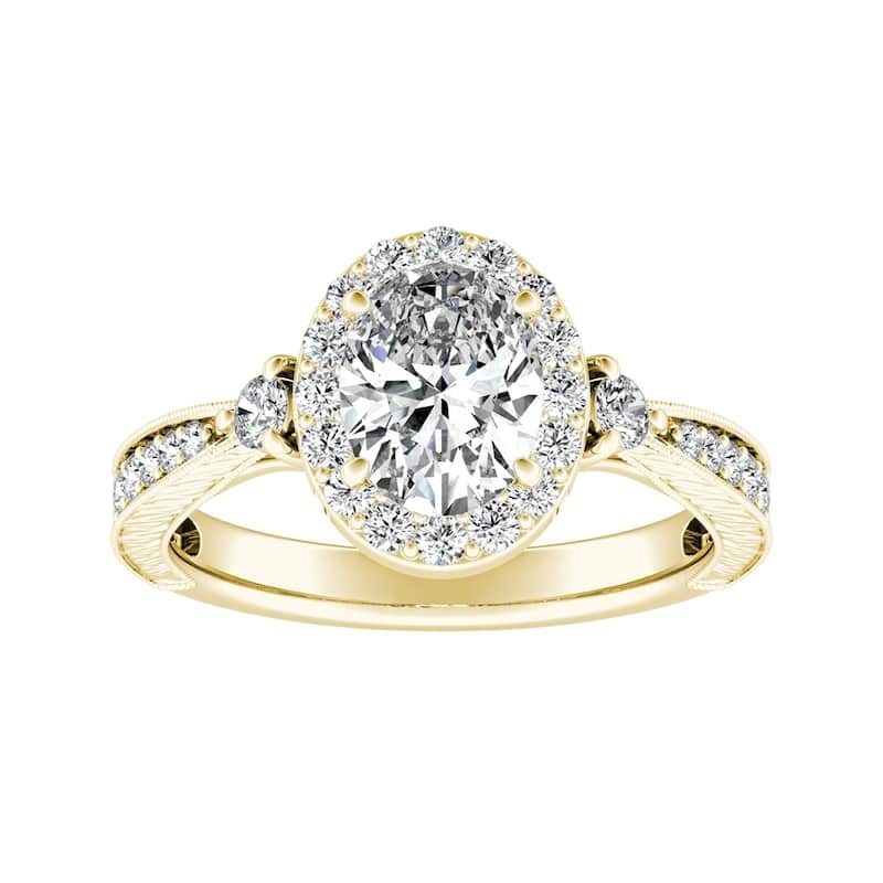 Vintage Oval Halo Diamond Engagement Ring 1 1/3ctw 14k Gold by Auriya