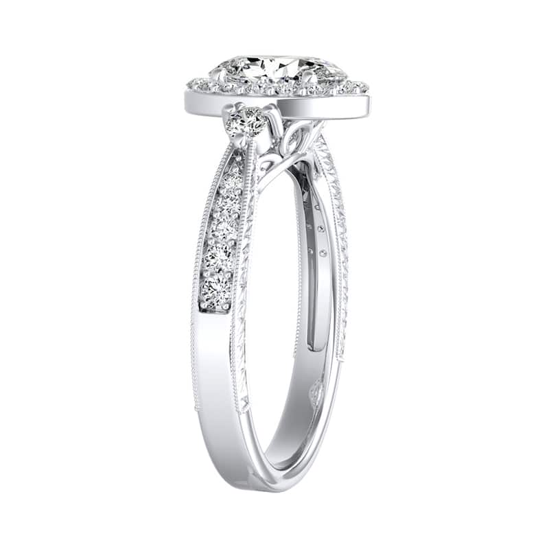 Vintage Oval Halo Diamond Engagement Ring 1 1/3ctw 14k Gold by Auriya