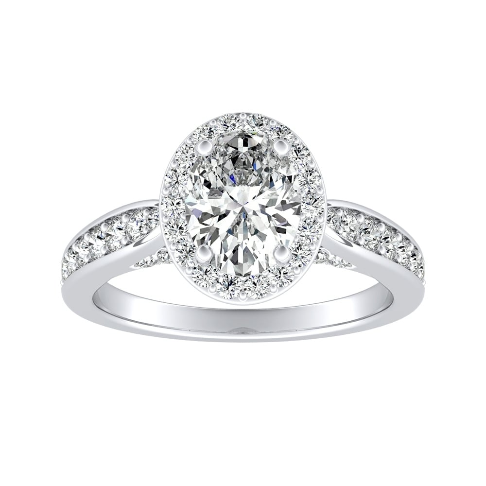 Auriya Modern Oval-cut Halo Diamond Engagement Ring 1 1/2cttw 14k Gold by Auriya