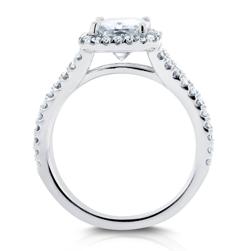Annello by Kobelli 14k Gold 2 1/3ct TGW Moissanite and Diamond Halo Engagement Ring
