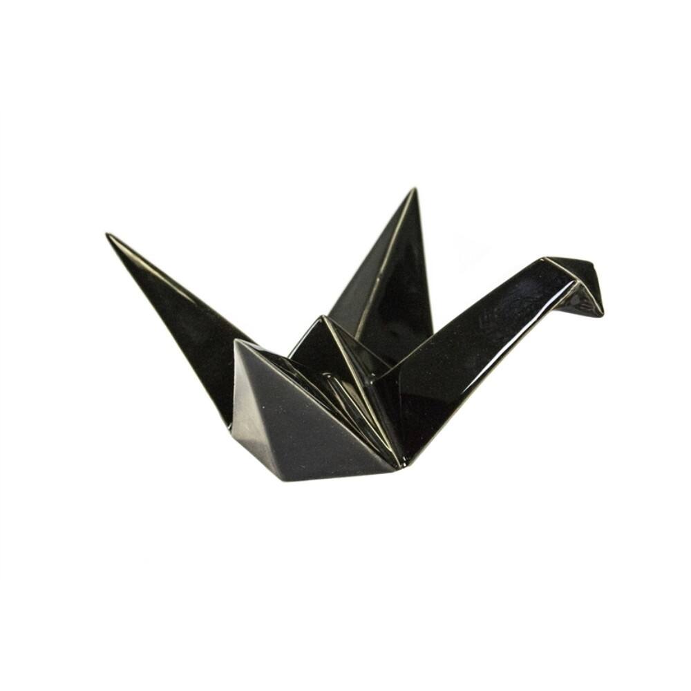Ceramic Origami Decorative Bird Figurine, Black