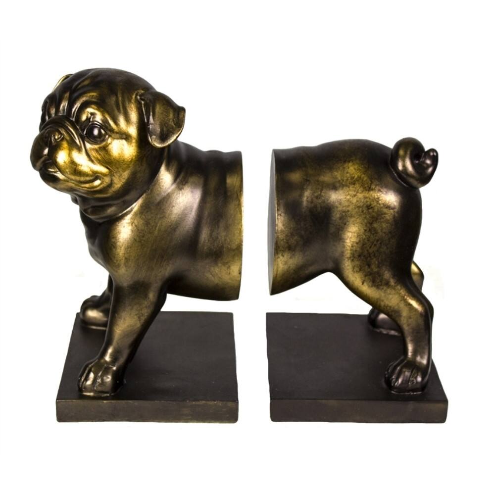 Well-designed Pug Dog Bookends, Set of 2 - Copper