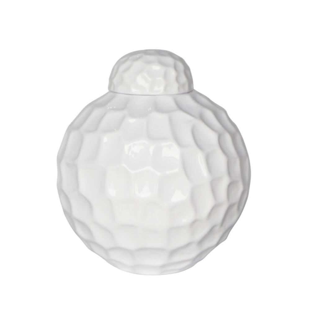 Fascinating Dimpled Decorative Ceramic Covered Jar