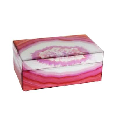 Extraordinary Glass & Wood Decorative Box, Pink