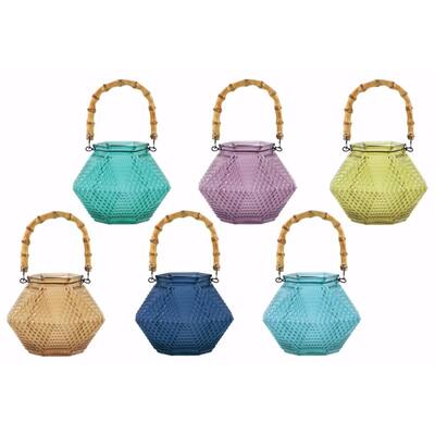 Glass Hexagonal Candle Holder - Assortment of 6 - Large