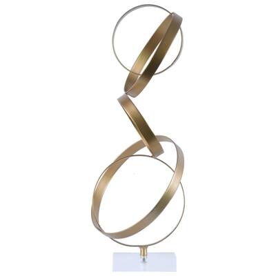 Cascading Interlooping Hoops Sculpture on Acrylic Base- Gold