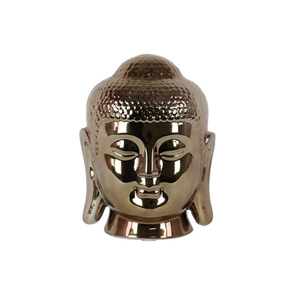 Enchanting Buddha Head With Rounded Ushnisha - Gold