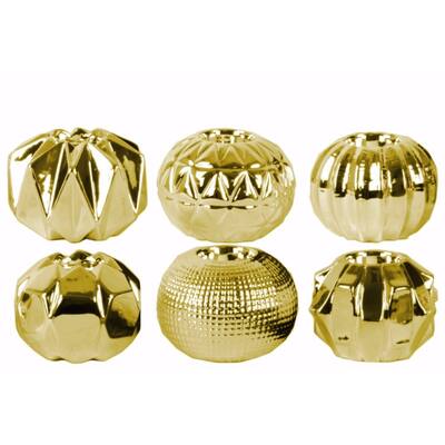 Round Tealight Candle Holders Assortment of 6- Gold