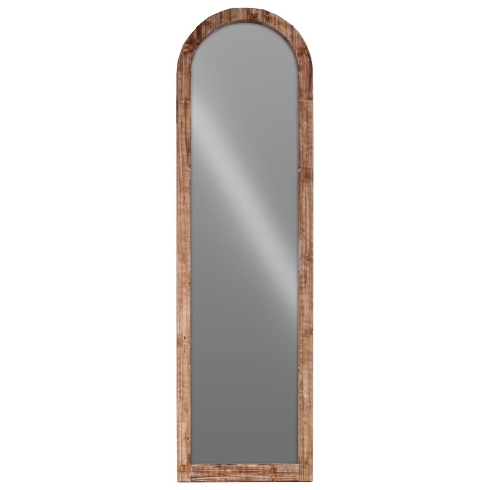 Wood Arched Floor Mirror Brown