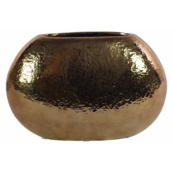 Shop Ceramic Elliptical Vase Hammered Copper Free Shipping