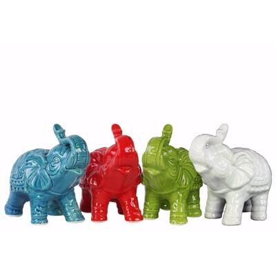 Standing Trumpeting Elephant Figurine Assortment of Four