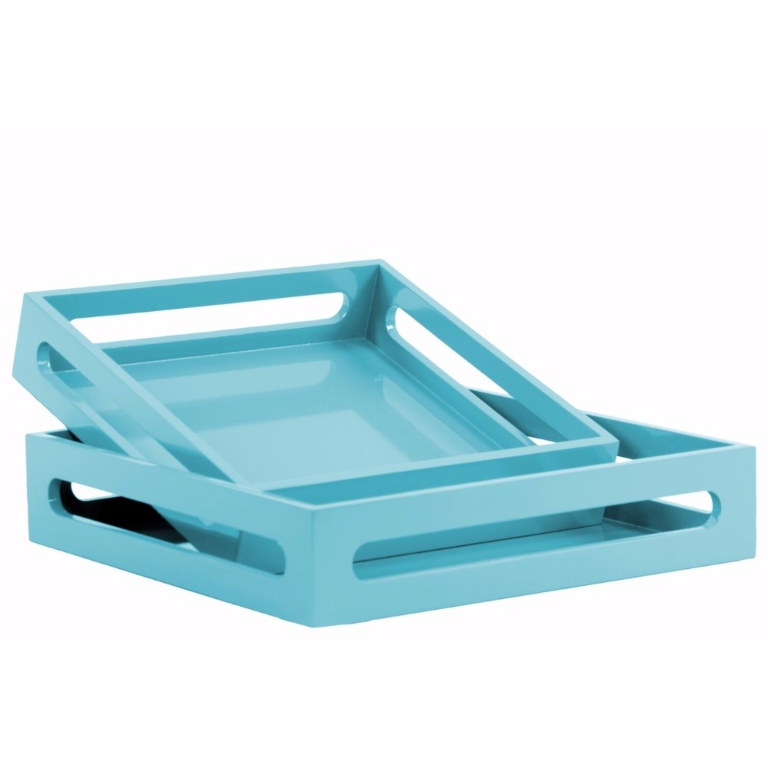 blue serving tray with handles