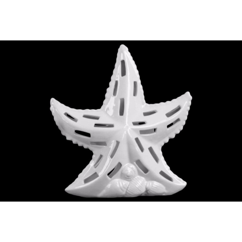 Large Sea Star Figurine with Cutout Design - White
