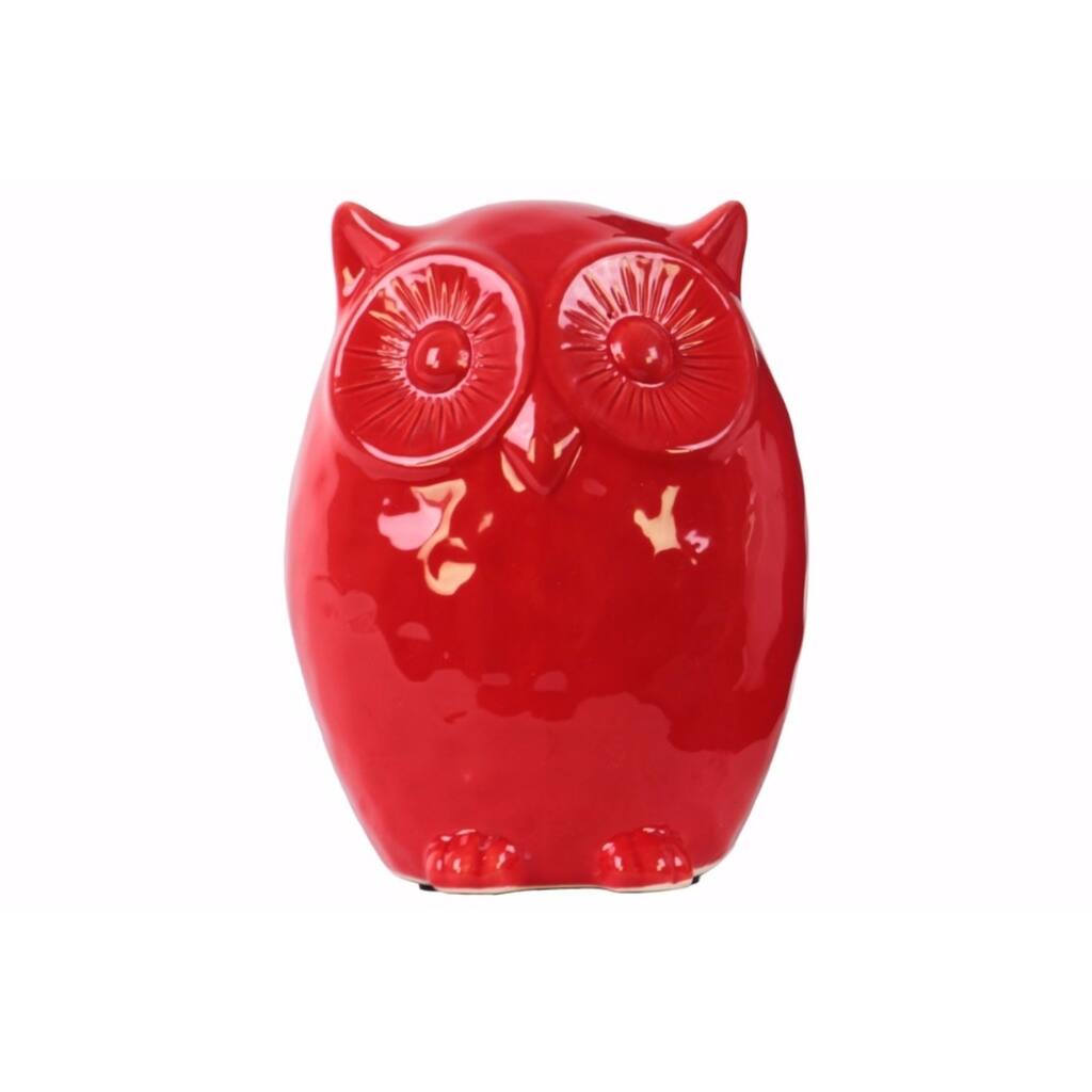 Remarkable Ceramic Owl Figurine- Red