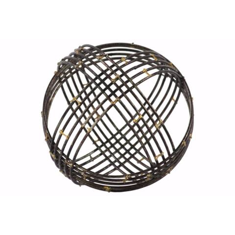 Metal Spherical Orb Decor with 10 Circles Large - Black