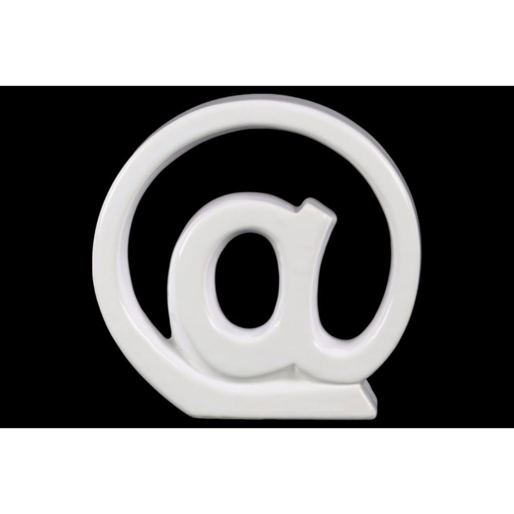Alphabet Tabletop Decor Symbol "@" Gloss Finish-White