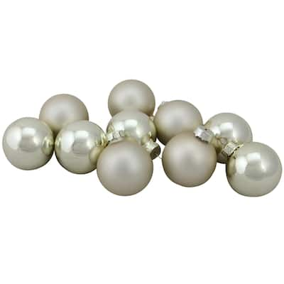 10ct Champagne Gold Shiny and Matte Glass Christmas Ball Ornaments 1.75"