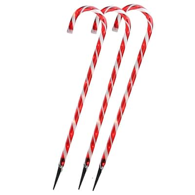 Set of 3 Lighted Candy Cane Outdoor Christmas Decorations 28"