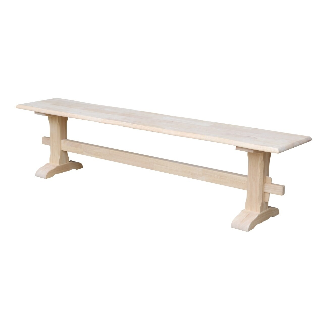 International Concepts Live Edge Trestle Bench Unfinished Transitional
