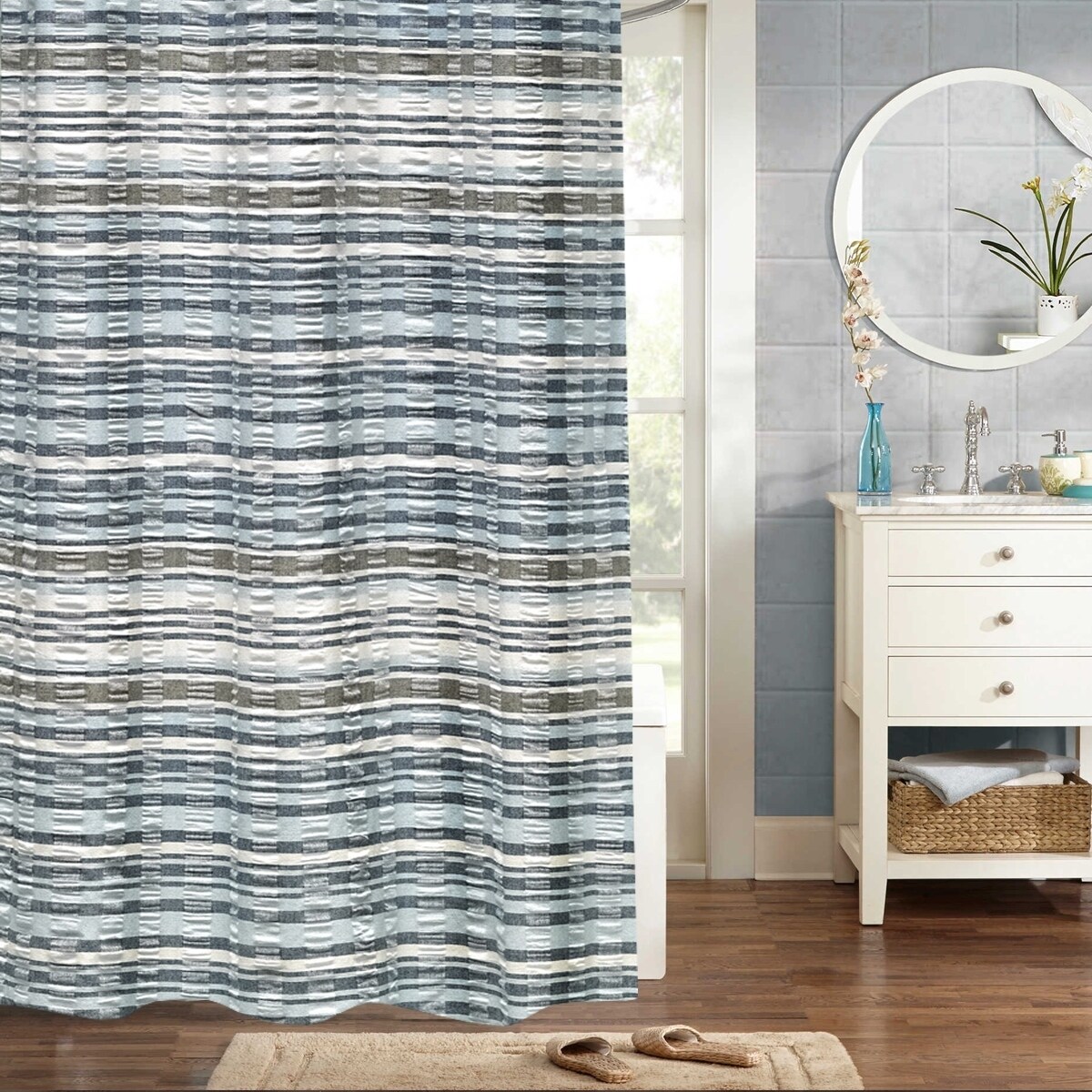 Multi Colored Striped Shower Curtain / Striped Multi Colored Shower