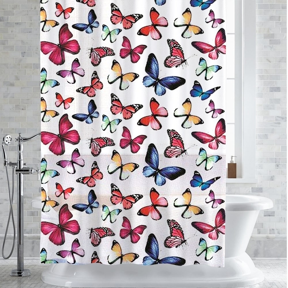 PEVA-EVA Shower Curtain//Liner Alexia Floral Print 70/" x 72/"