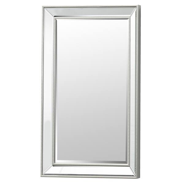 Shop Silver Beaded Rectangular Vanity Wall Mirror And Beveled Mirror Frame Overstock 18526716