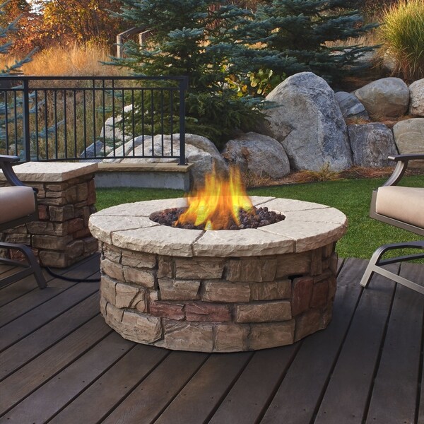 Sedona Round LP Gas Fire Table w/ Natural Gas Conversion Kit by Real