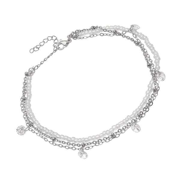 Stainless Steel 2 Color Open Love Heart Charm Bracelet// Anklet with Extender Chain